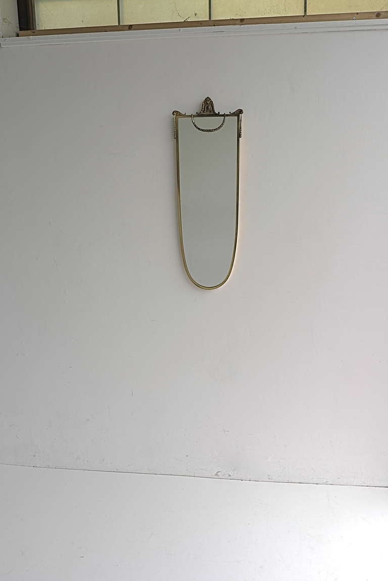 Mid-20th Century Neoclassical Brass Wall Mirror