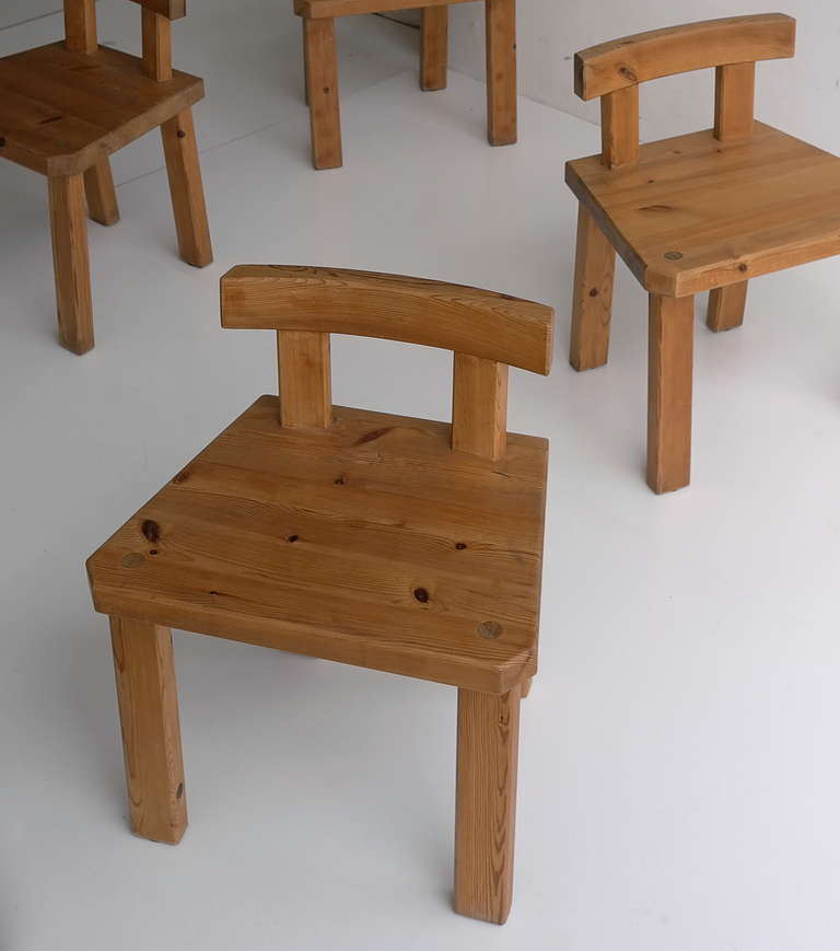 Unknown Pine Chairs in Style of Pierre Chapo and Charlotte Perriand