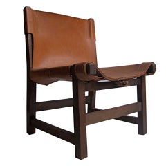 Danish small children sling leather armchair 1960's