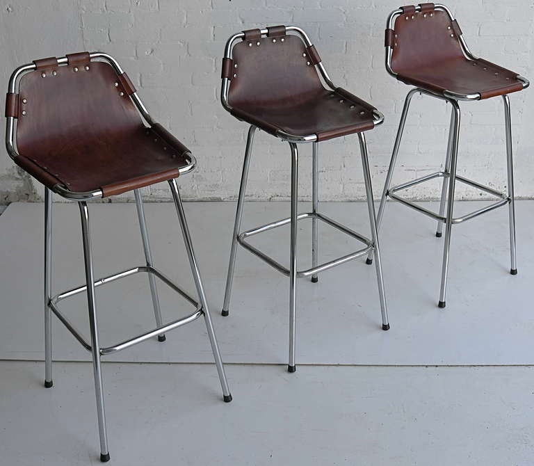 Charlotte Perriand Leather Bar Stools