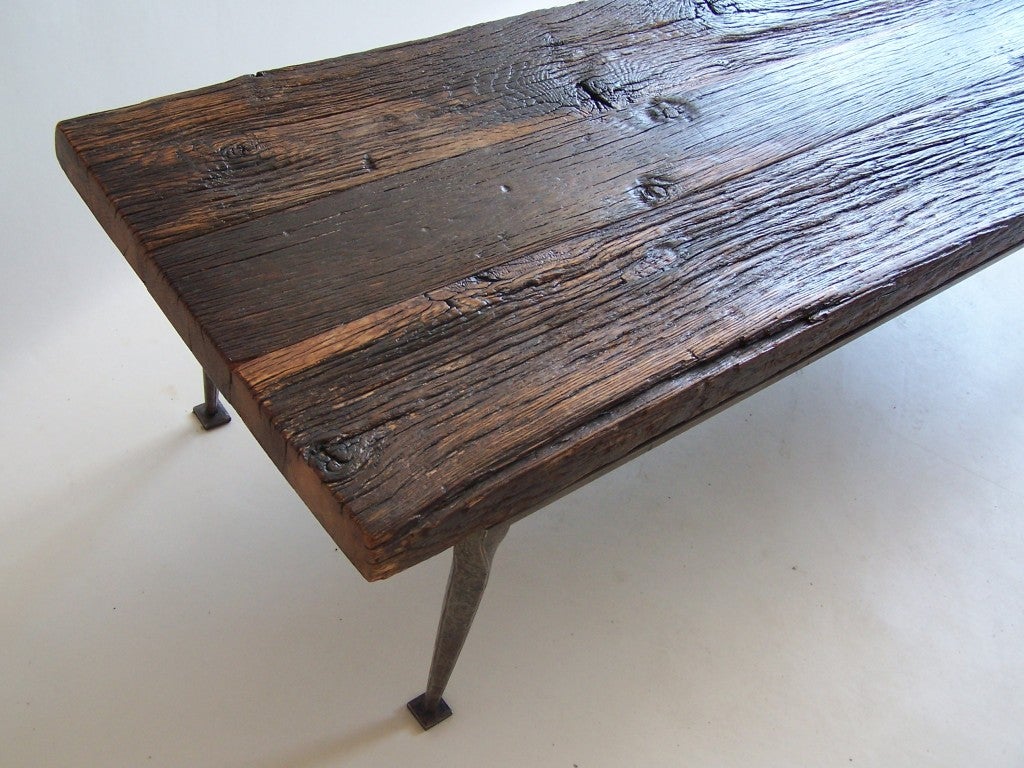 Wrought iron live edge Rosewood coffee table at 1stdibs