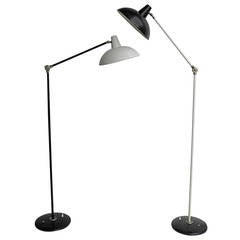 Pair of Wim Rietveld, Black and White Floor Lamps