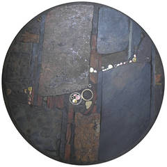 Paul Kingma Slate Stone and Brass Art Table