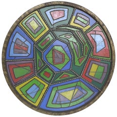 Large Multicolored Glass Wall Sculpture