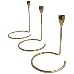 Retro Danish Solid Brass Candleholders