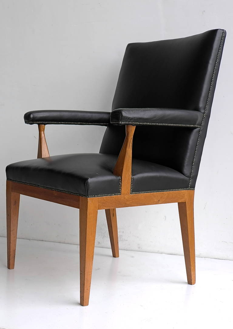 Pair of black Leather and Rosewood Office Chairs by Theo ...