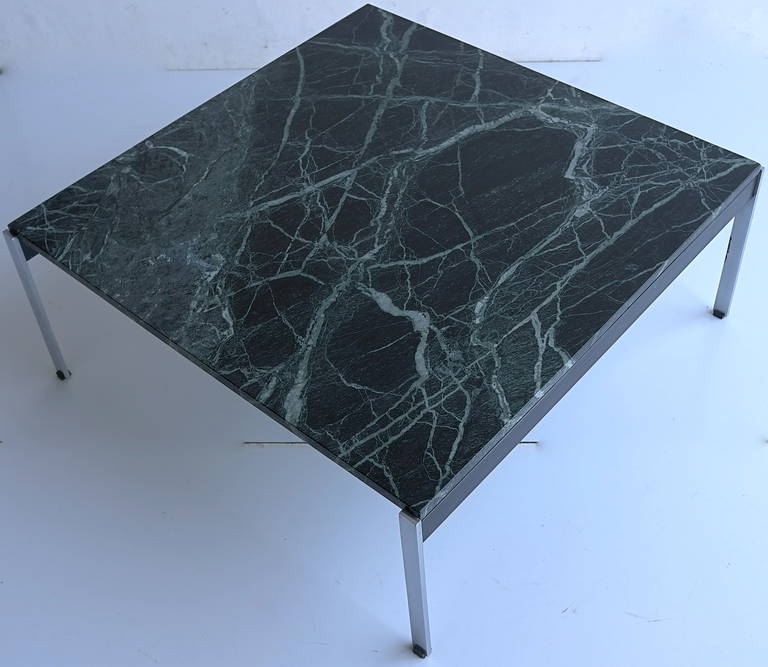Kho Liang Le green marble and stainless steel coffee table.