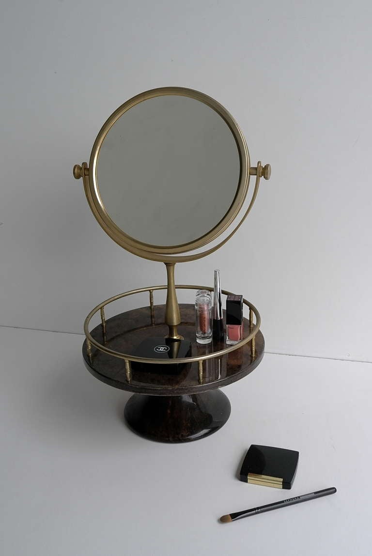 Mid-20th Century Rare Aldo Tura Goatskin parchment Vanity mirror