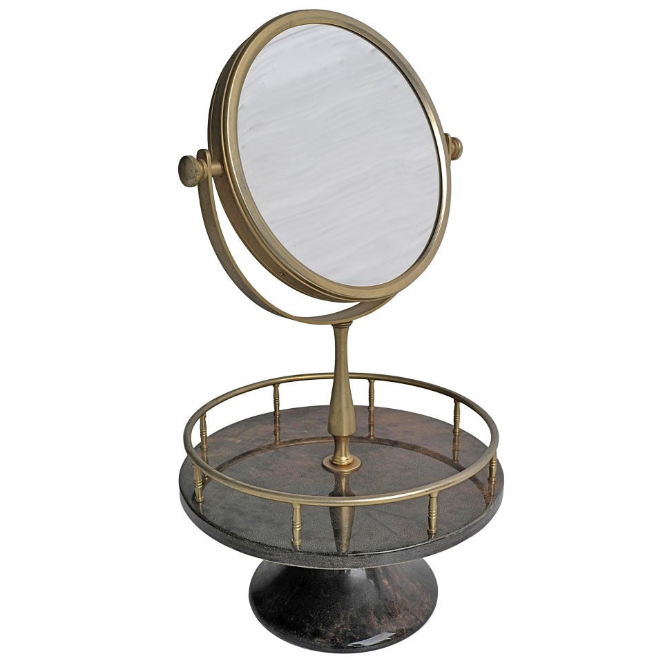 Rare Aldo Tura Goatskin parchment Vanity mirror