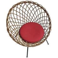Twined Rattan Armchair 1950's