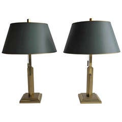 Pair Off Brass Skyscraper Table Lamps