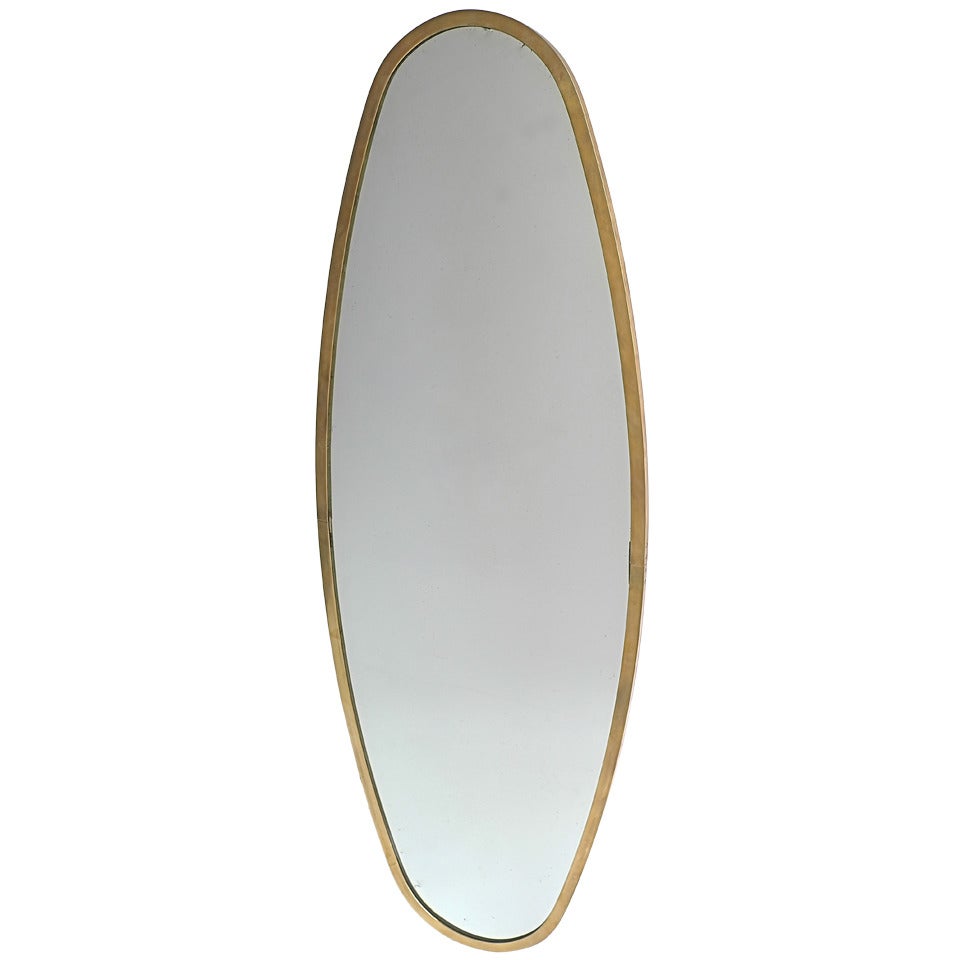 Large Mirror With Brass Rim 1950's