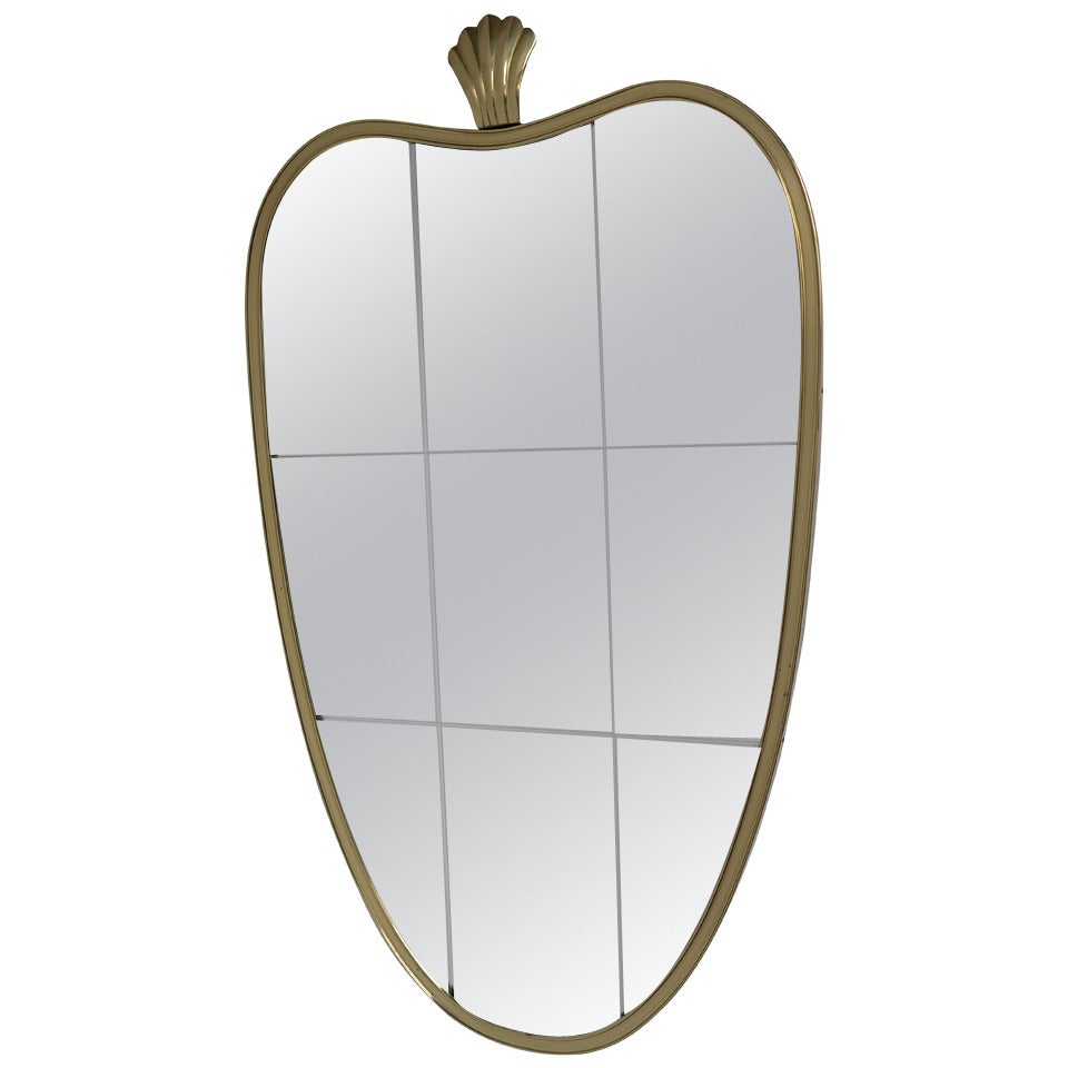 Miroir italien en laiton dans le style de Gio Ponti