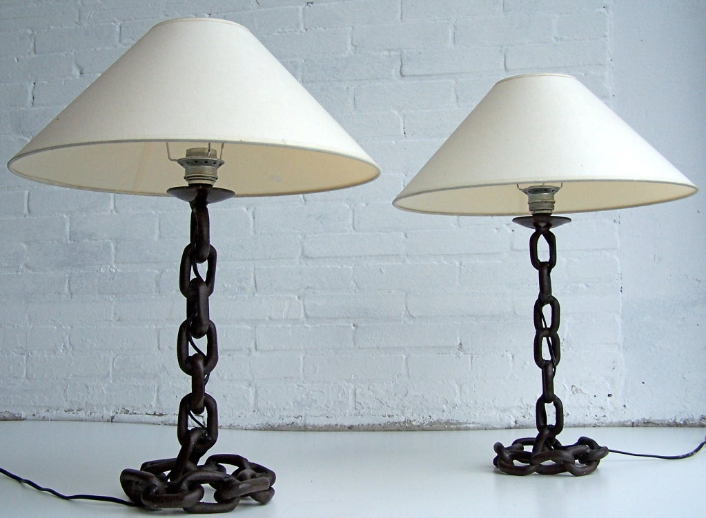 Pair of chain table lamps in style of Franz West.