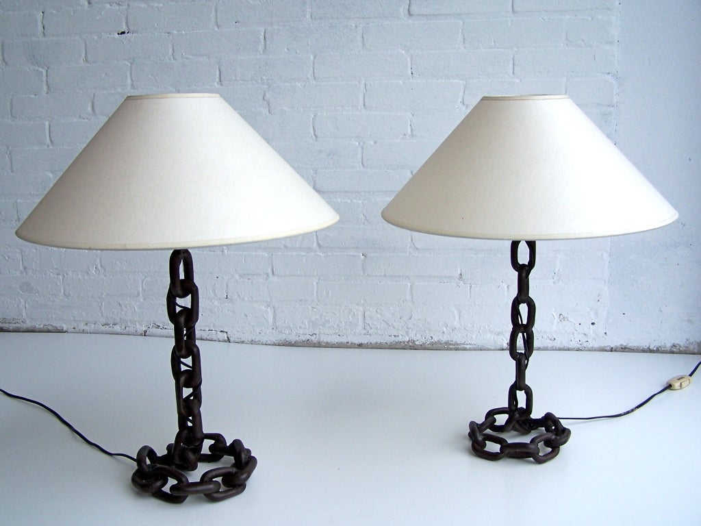 Late 20th Century Pair of Franz West Style Chain Table Lamps
