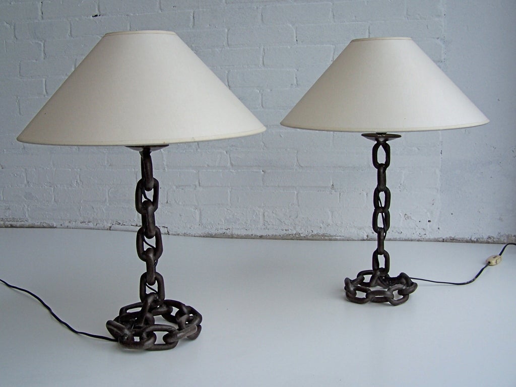 Metal Pair of Franz West Style Chain Table Lamps