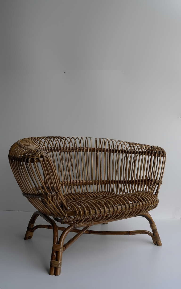 Rare Paolo Tilche. 'Silvia' Bamboo armchair, 1956 In Good Condition In Den Haag, NL