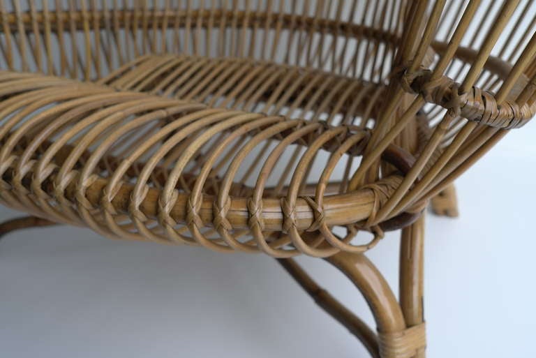 Mid-20th Century Rare Paolo Tilche. 'Silvia' Bamboo armchair, 1956