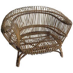 Rare Paolo Tilche. 'Silvia' Bamboo armchair, 1956