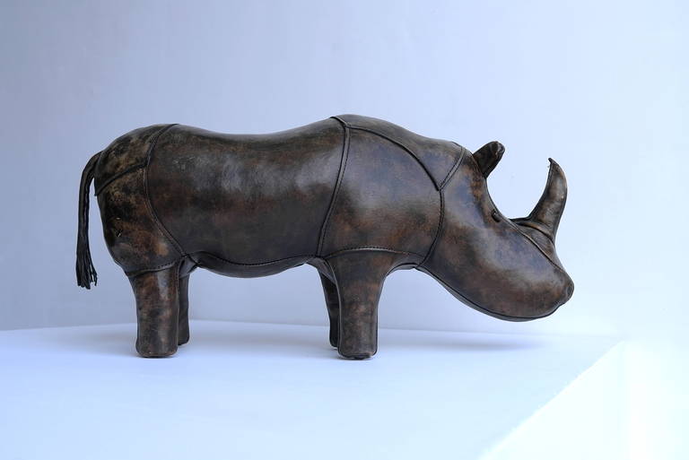 Mid-20th Century Leather Rhino by Dimitri Omersa for Abercrombie & Fitch