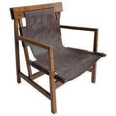 Pre war German Architectural sling leather armchair