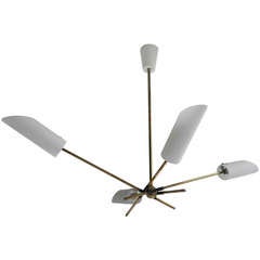 Italian 1950
s opaline glass and brass Pendant Lamp