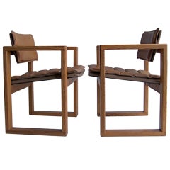 Cubic Armchairs Leather And Pine Wood
