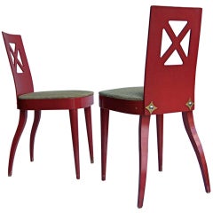 Thonet Vienna red plywood chairs, 13 pieces.