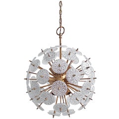Belgian Brass & Crystal Disc Sputnik Chandelier