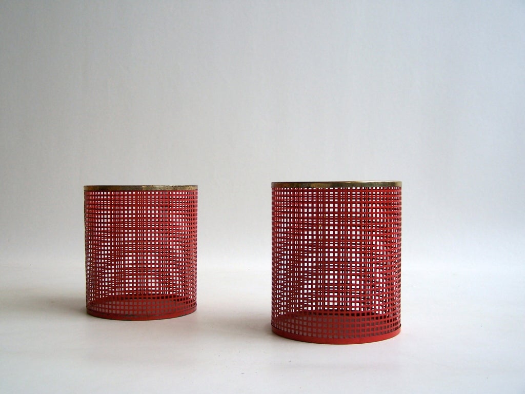 Mid-20th Century Mathieu Mategot Style Metal Wastepaper Baskets 1950's