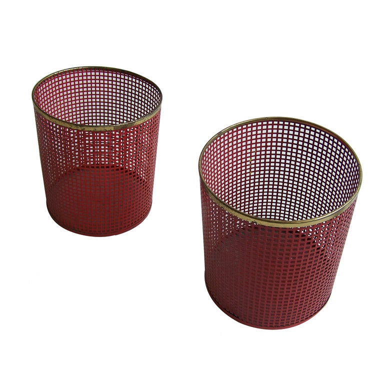 Mathieu Mategot Style Metal Wastepaper Baskets 1950's
