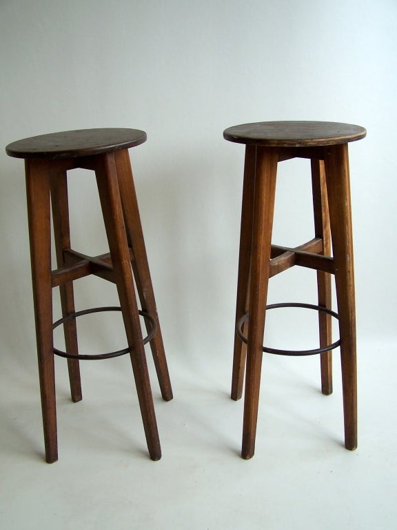 French 1950's bar stools in the style of Pierre Jeanneret 1