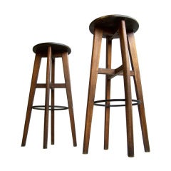 French 1950's bar stools in the style of Pierre Jeanneret