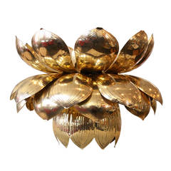 Overscale Brass Lotus Pendant