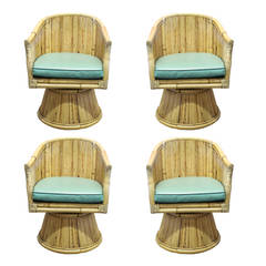 Set of Four McGuire Rattan Chairs