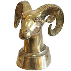 Brass Ram Head Sculpture