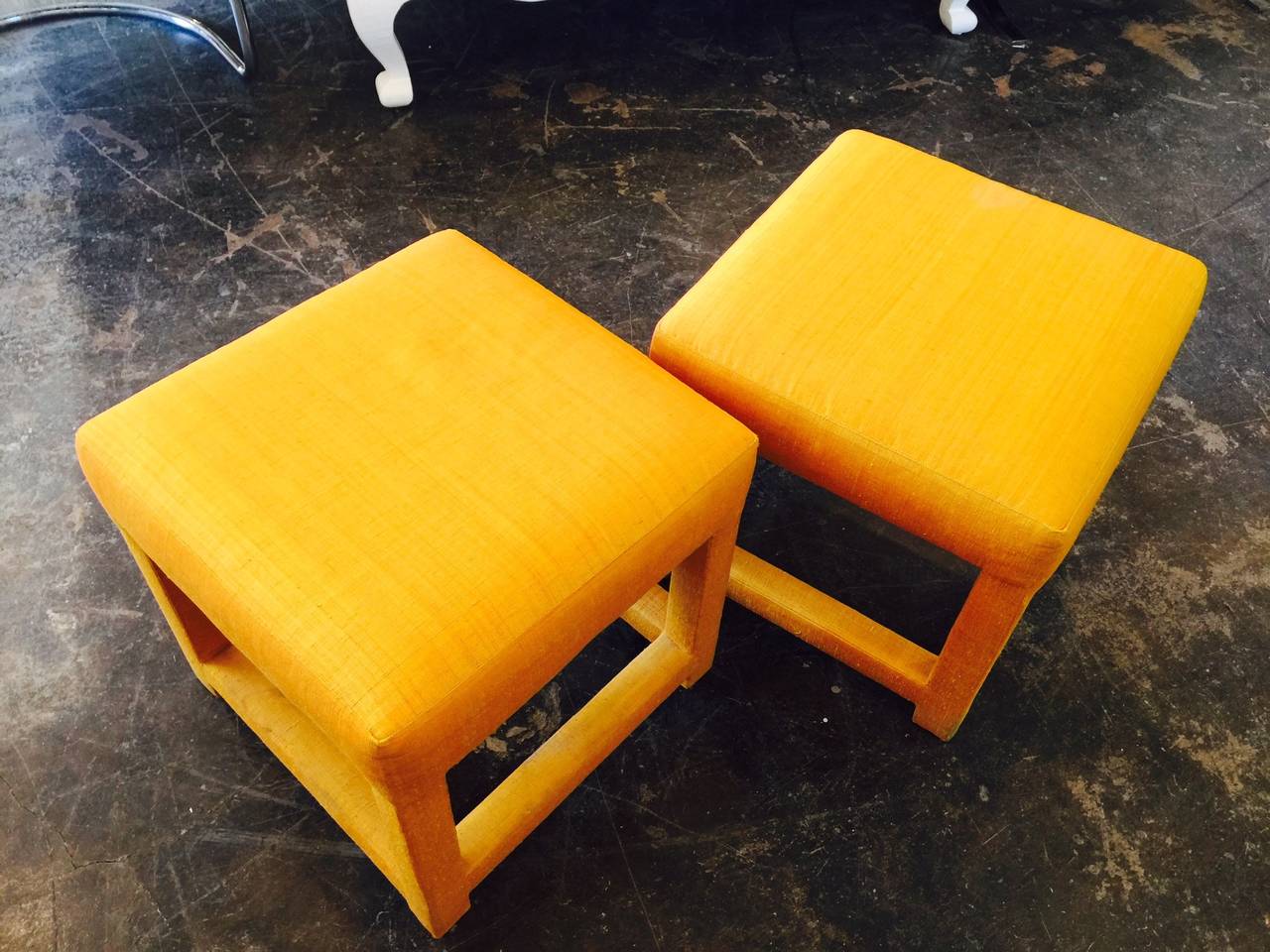 Pair Parson Stools in the Style of Milo Baughman 1