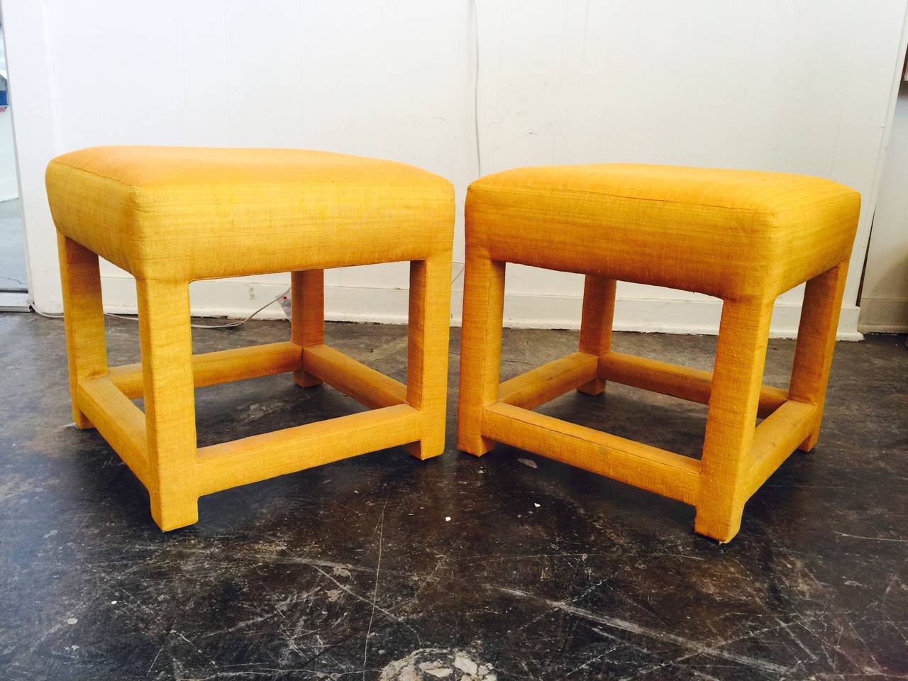 20th Century Pair Parson Stools in the Style of Milo Baughman