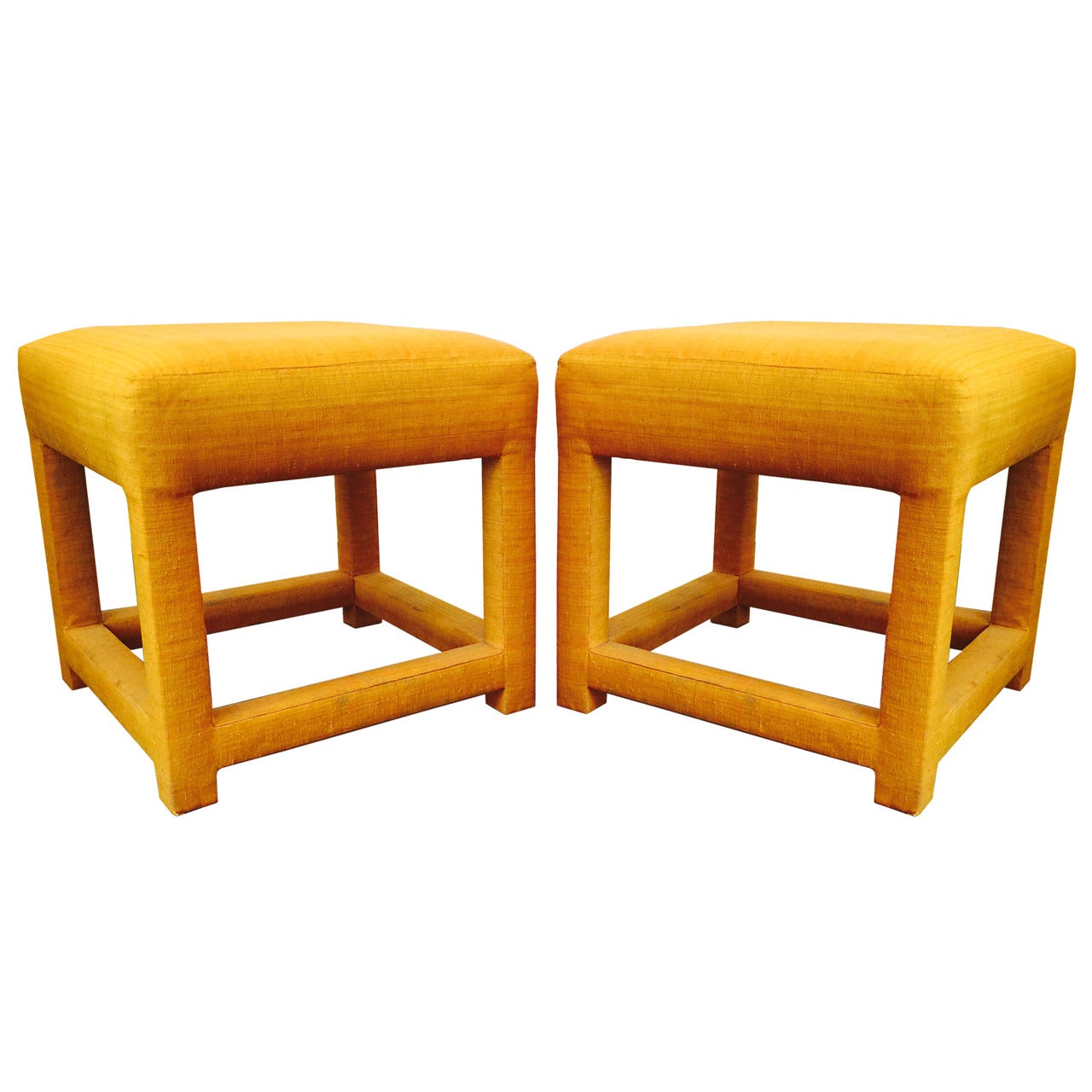 Pair Parson Stools in the Style of Milo Baughman