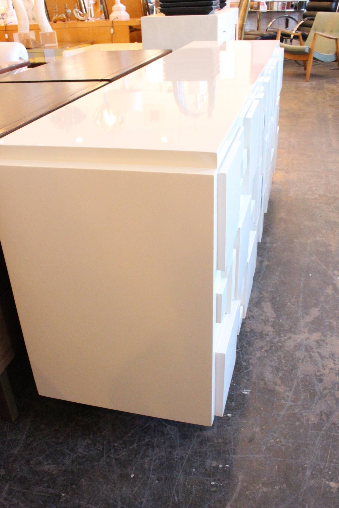 Mid-Century Modern White Lacquer Brutalist Dresser by Lane