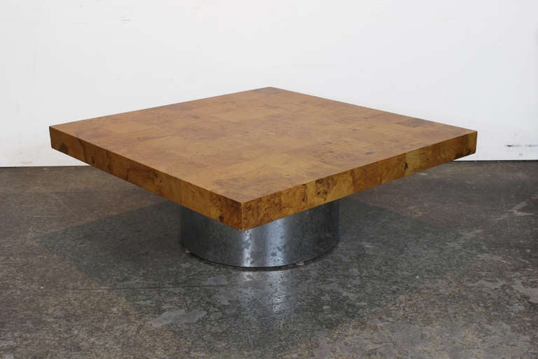 American Milo Baughman Burl Wood Coffee Table for Thayer Coggin