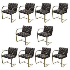 Set of Ten Solid Bronze Chairs in the Style of Mies Van Der Rohe Brno