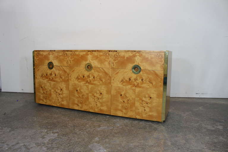 Italian Credenza in Exotic Burl by Willy Rizzo