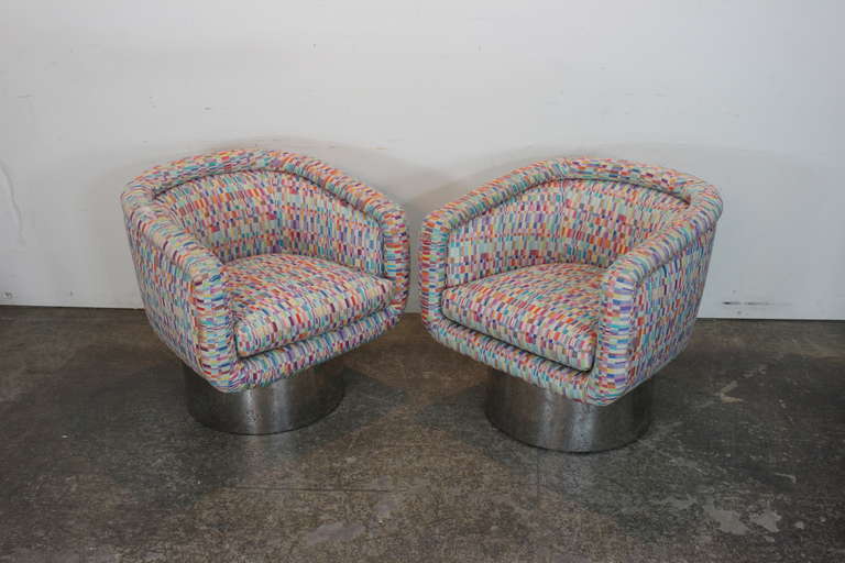 American Pair Swivel Tub Chairs by Leon Rosen for Pace