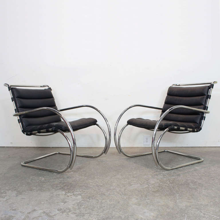 20th Century Pair Mies Van Der Rohe Lounge Arm Chair