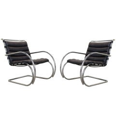 Pair Mies Van Der Rohe Lounge Arm Chair