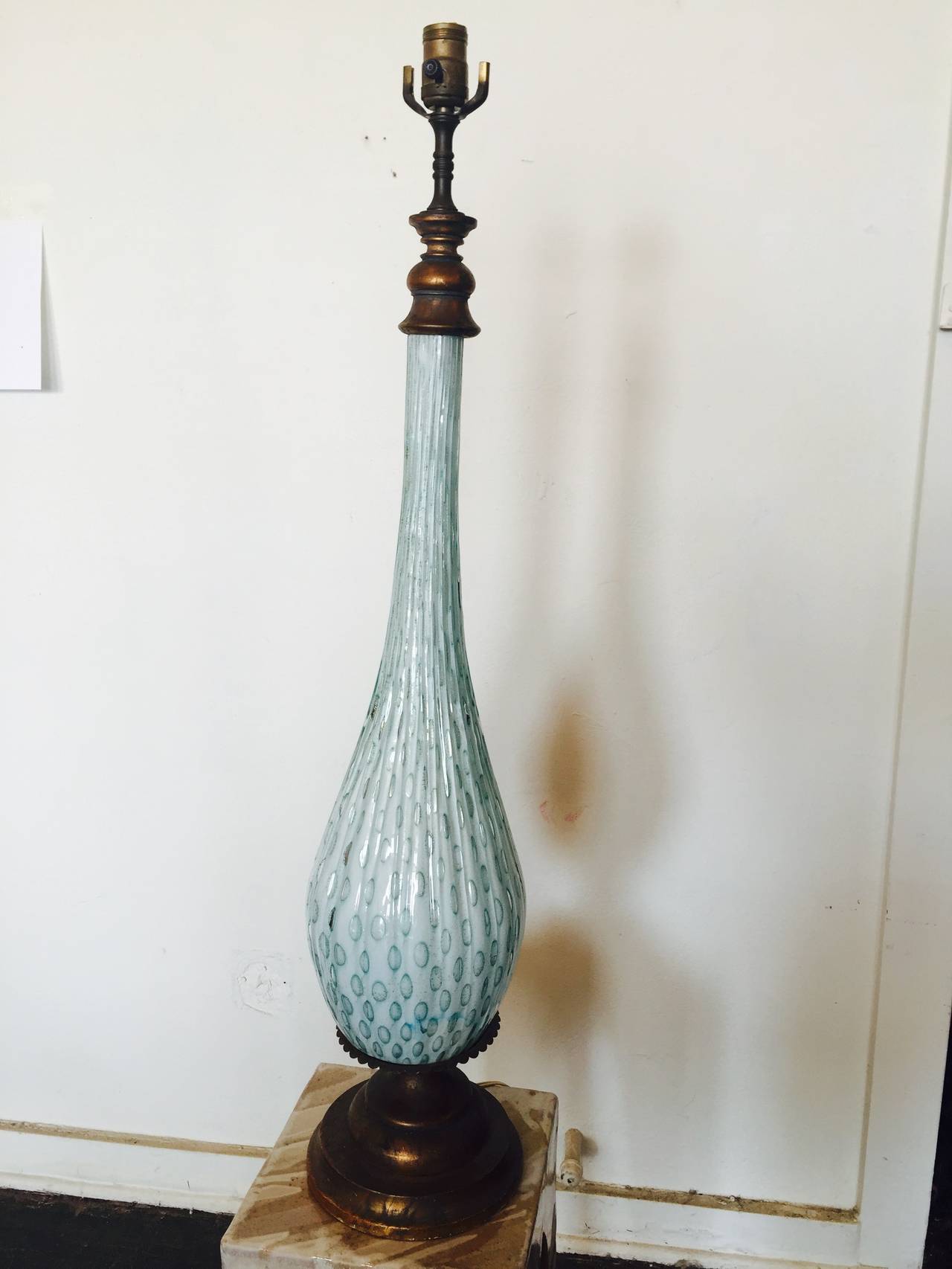 Large Murano Glass Lamp In Seafoam Green At 1stdibs Italian Large Murano Glass Lamp In Seafoam Green For