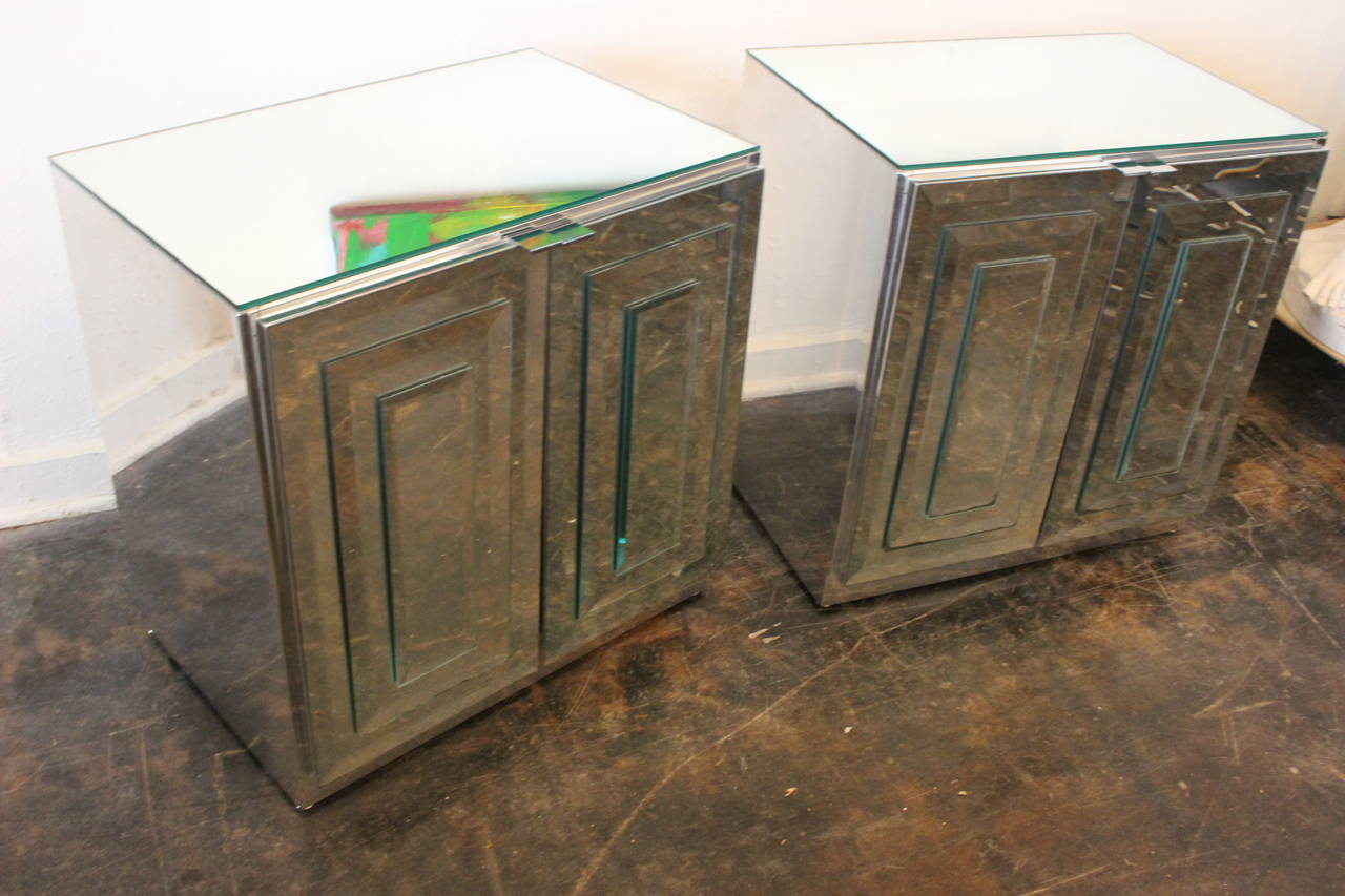 American Pair of Ello Mirrored Nightstands
