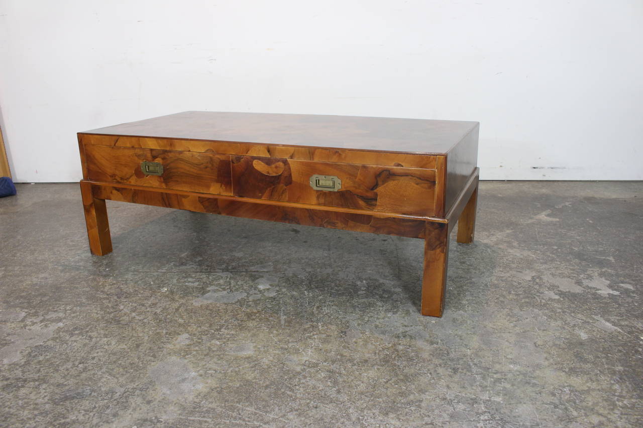 Italian Burled Patchwork Campaign Coffee Table 1