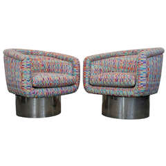 Pair Swivel Tub Chairs by Leon Rosen for Pace